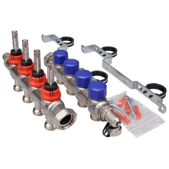 Fraenkische Debi Göstergeli Çelik Kollektör 4 ağızlı